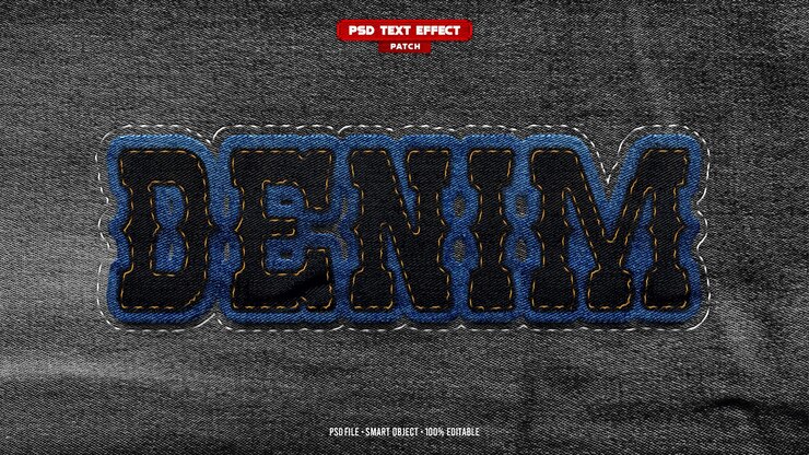 PSD efecto de texto editable en denim 3d