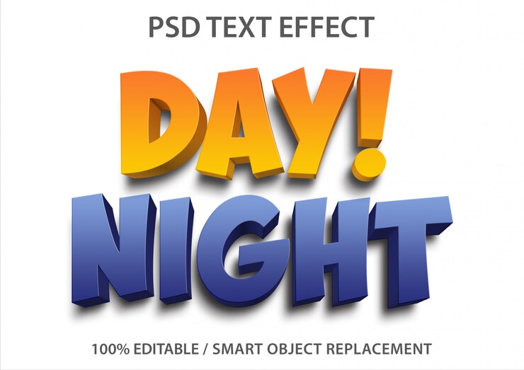 Efecto de texto editable día y noche