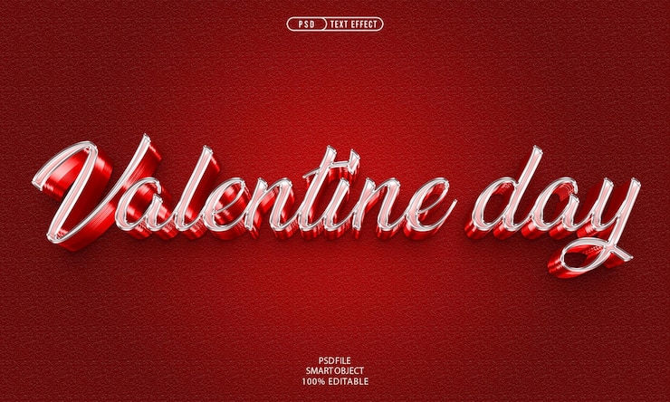 PSD efecto de texto editable para el día de san valentín.
