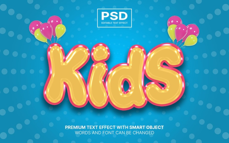 PSD efecto de texto editable de dibujos animados