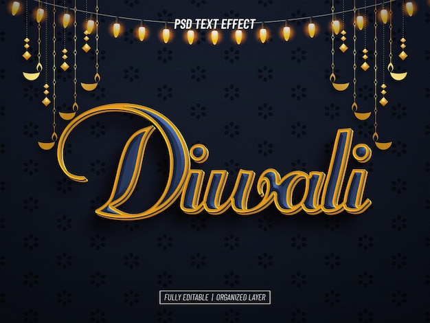 Efecto de texto editable de Diwali
