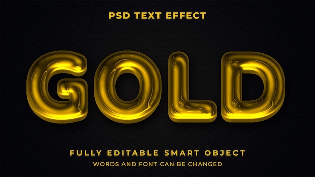 Efecto de texto editable dorado metálico