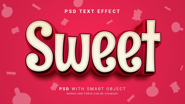 Efecto de texto editable dulce en 3D