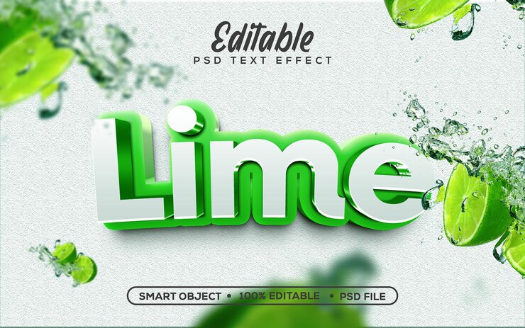 PSD efecto de texto editable en un efecto de texto lime 3d