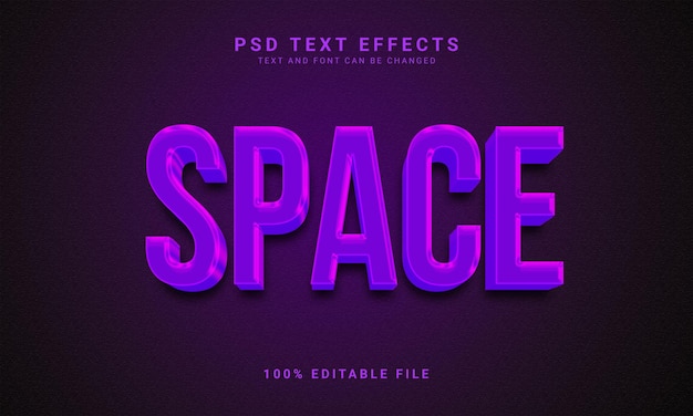 Efecto de texto editable espacio 3d