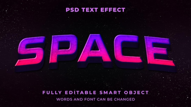 PSD efecto de texto editable de espacio