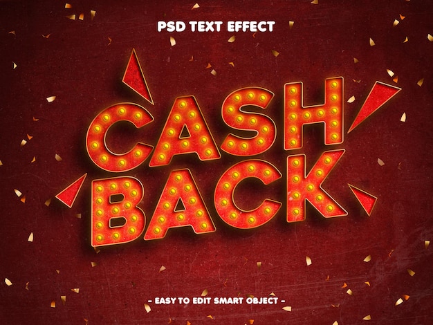 Efecto de texto editable de estilo 3D de Cash Back