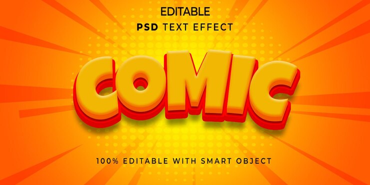 PSD efecto de texto editable estilo comic 3d