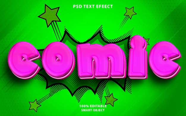 Efecto de texto editable de estilo cómic psd gratuito