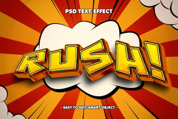 Efecto de texto editable de estilo cómic Rush
