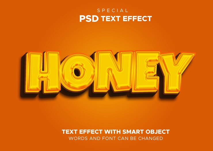 PSD efecto de texto editable de estilo de dibujos animados en 3d de texto de miel