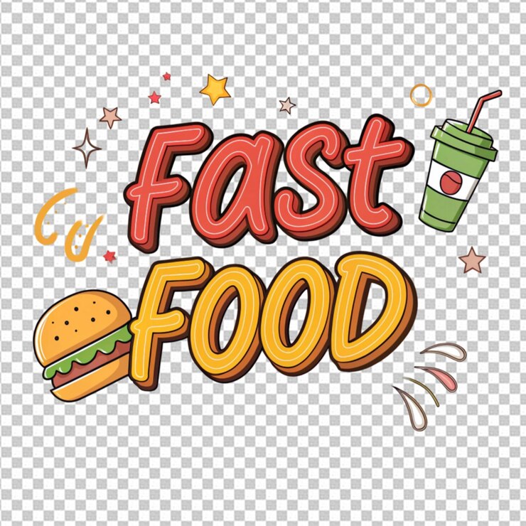 PSD efecto de texto editable estilo de dibujos animados de comida rápida