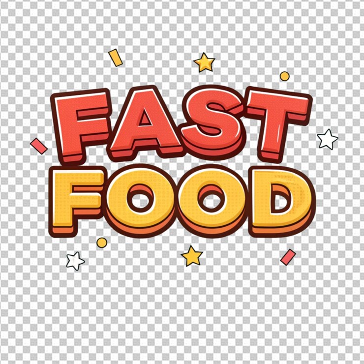 PSD efecto de texto editable estilo de dibujos animados de comida rápida