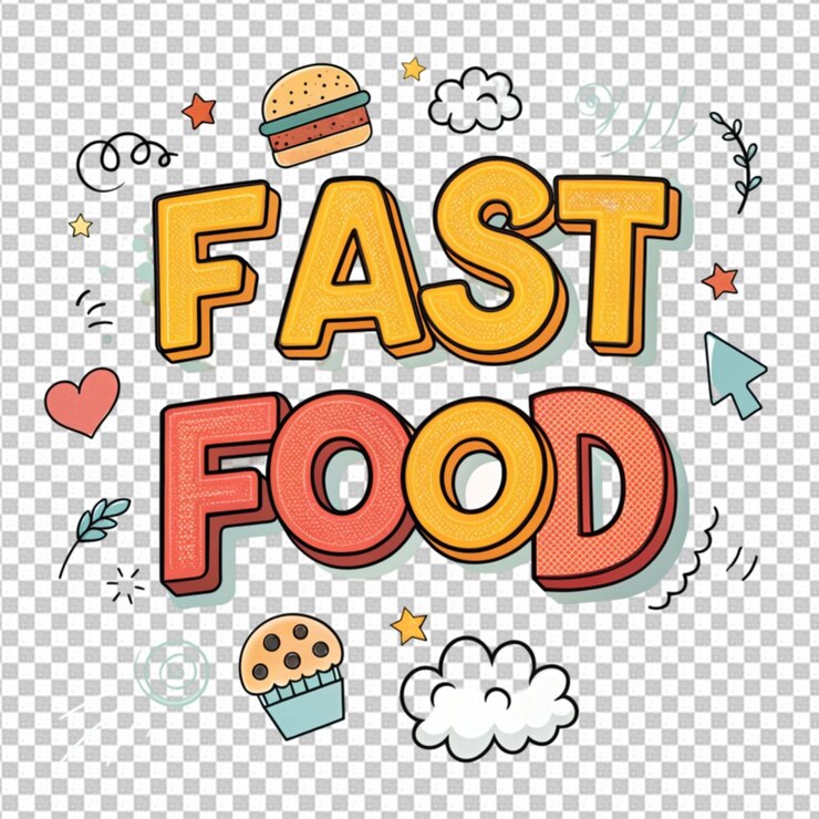 PSD efecto de texto editable estilo de dibujos animados de comida rápida