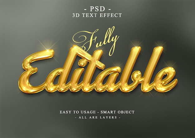 PSD efecto de texto editable estilo dorado 3d