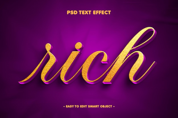 PSD efecto de texto editable de estilo dorado rico