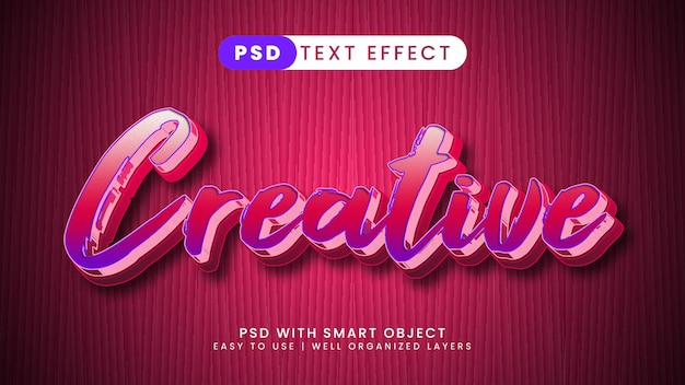 Efecto de texto editable estilo de fuente moderno 3D creativo y minimalista