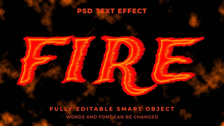 PSD efecto de texto editable de estilo gráfico de fuego