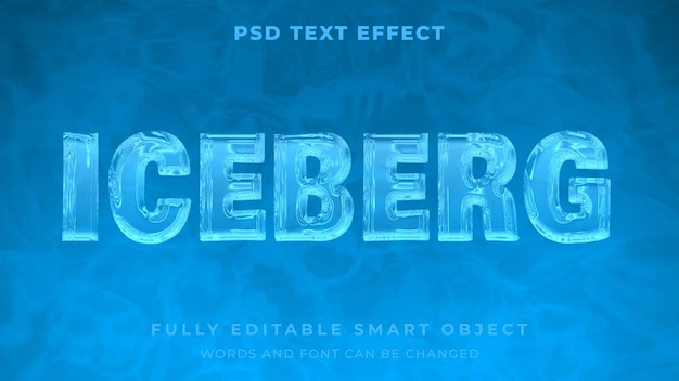 efecto de texto editable de estilo gráfico iceberg congelado