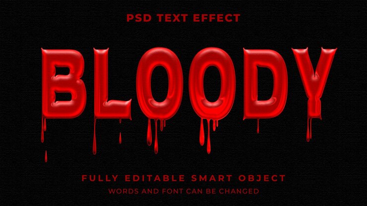 PSD efecto de texto editable de estilo gráfico de misterio de terror sangriento