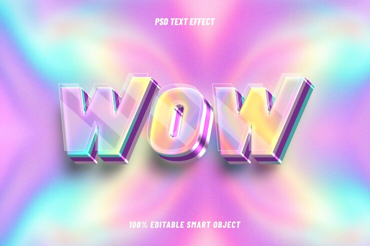 PSD efecto de texto editable con estilo holográfico