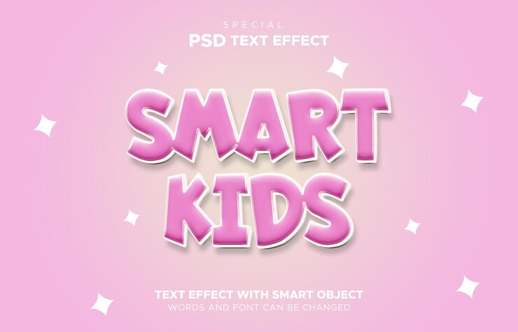 PSD efecto de texto editable estilo de niños inteligentes
