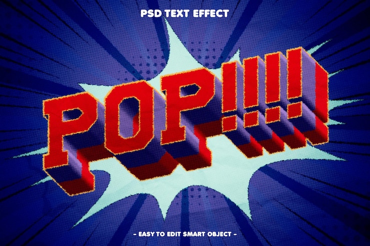 PSD efecto de texto editable de estilo pop comic