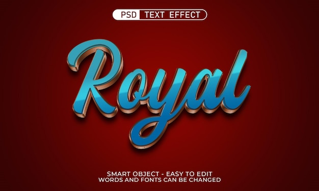 Efecto de texto editable estilo royal 3d