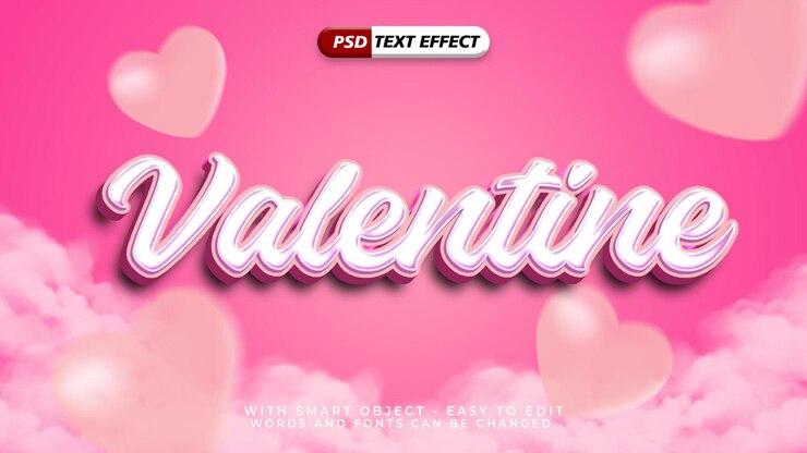 PSD efecto de texto editable estilo de san valentín