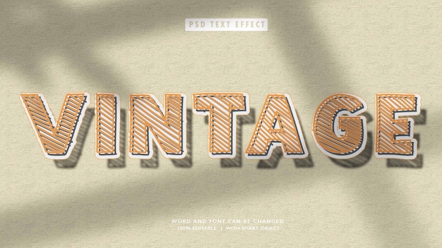 Efecto de texto editable de estilo vintage