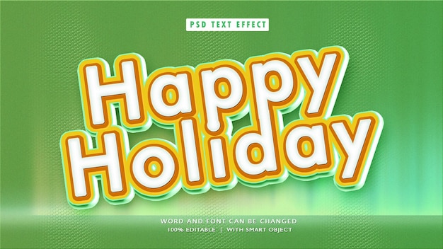 Efecto de texto editable de felices fiestas