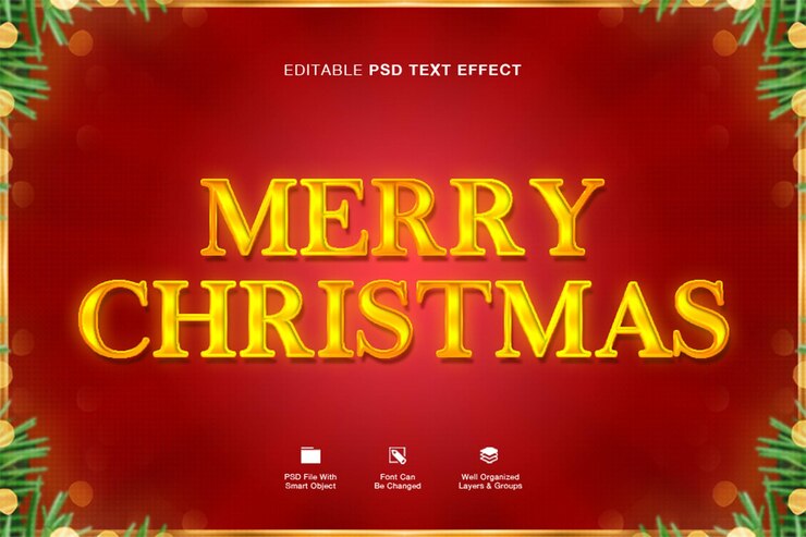 PSD efecto de texto editable feliz navidad