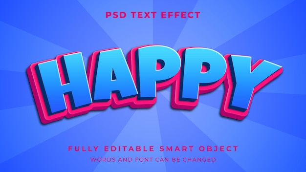 PSD efecto de texto editable feliz