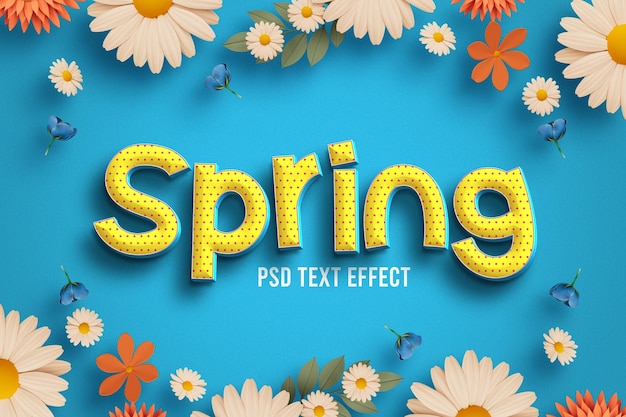 PSD efecto de texto editable floral de primavera