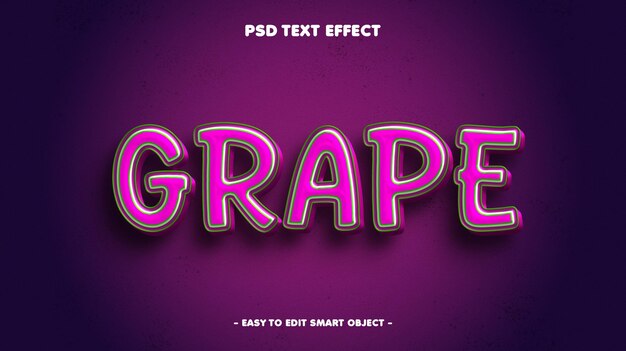 Efecto de texto editable en forma de uva