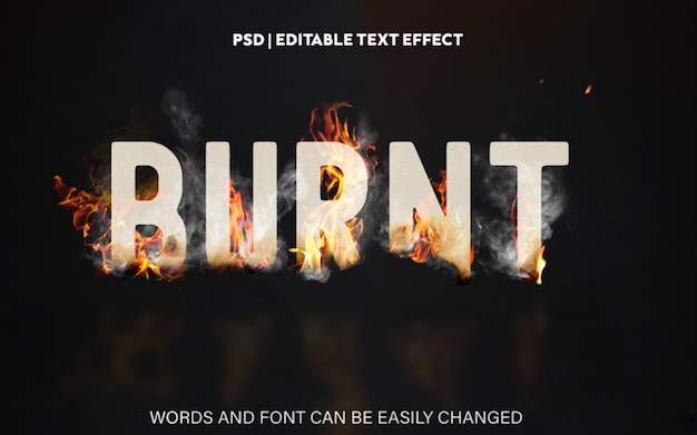 Efecto de texto editable de fuego de llama quemada