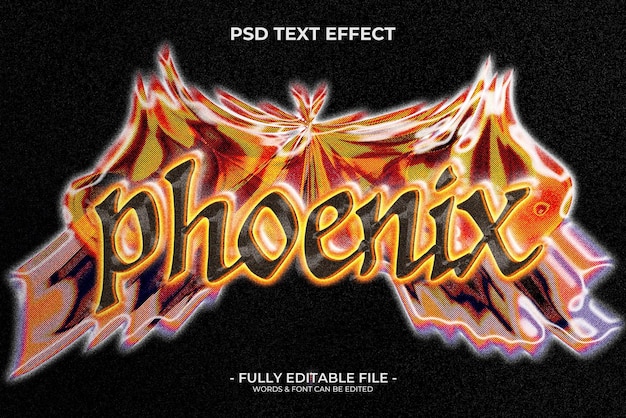 PSD efecto de texto editable de fusión de phoenix