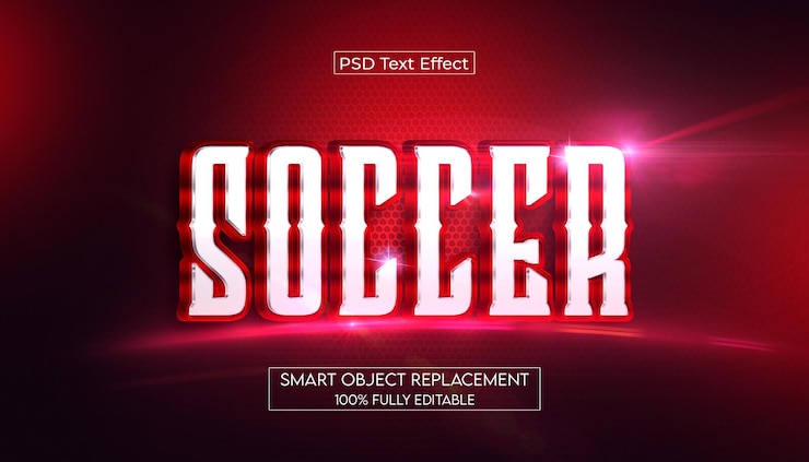 PSD efecto de texto editable para fútbol 3d