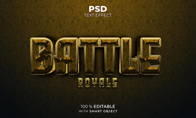 Efecto de texto editable gold battle royale 3d