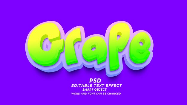 PSD efecto de texto editable de grape 3d psd