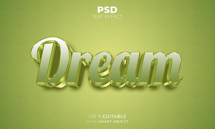 PSD efecto de texto editable green dream 3d