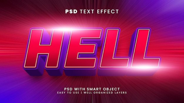 Efecto de texto editable hell 3d con estilo de texto de fuego y maldad