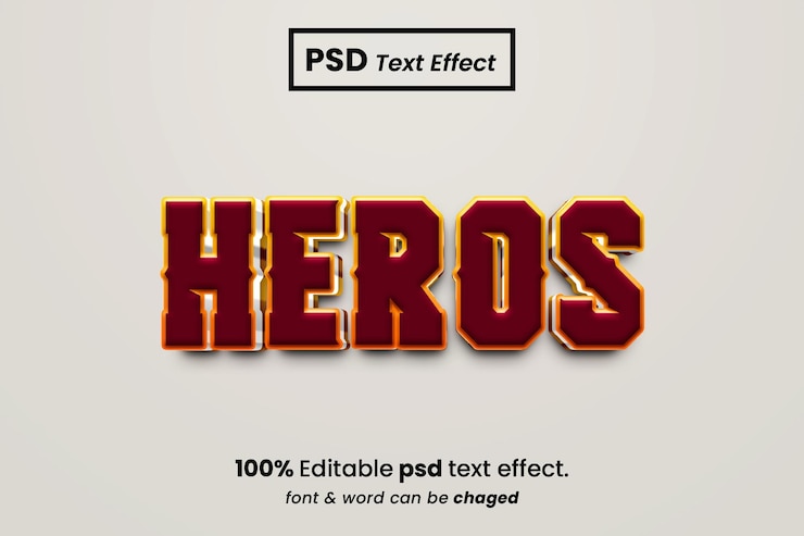 PSD efecto de texto editable hero 3d