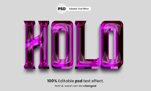 Efecto de texto editable en holo 3d