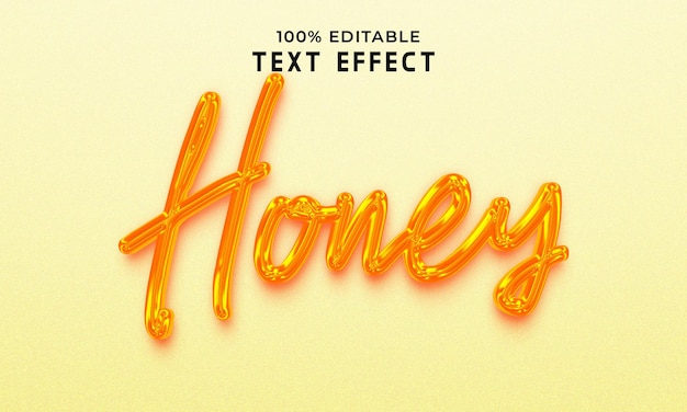 Efecto de texto editable Honey 3d con fondo Premium Psd