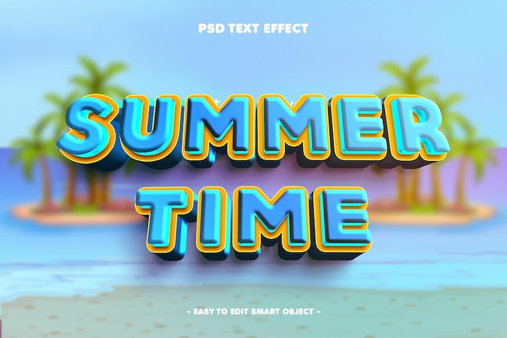 PSD efecto de texto editable de horario de verano