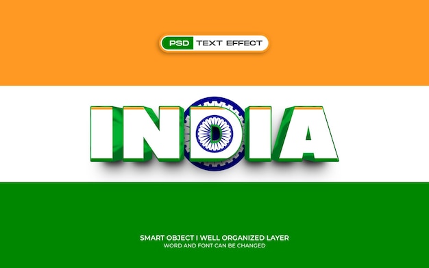 Efecto de texto editable de India