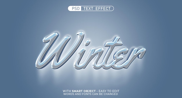 PSD efecto de texto editable de invierno