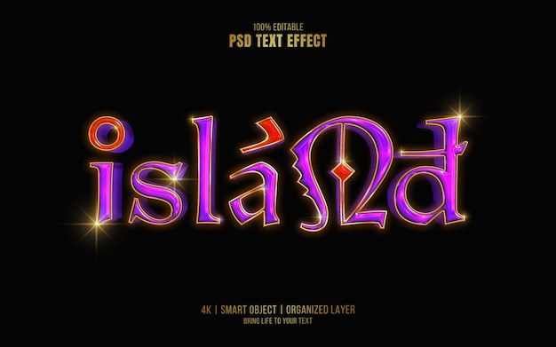 efecto de texto editable isla