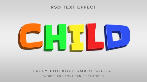 Efecto de texto editable de jardín de infantes colorido